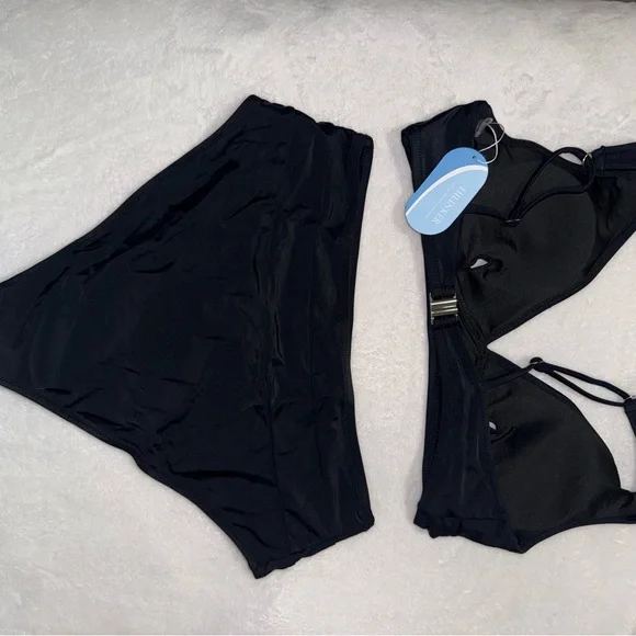 Black two piece swimsuit. High wasted - Picture 2 of 3